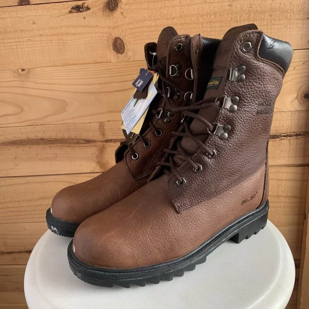 Adtec Mens Work Boots NWT 8.5M Steel Toe Brown Logger Waterproof 1200 *Flaws